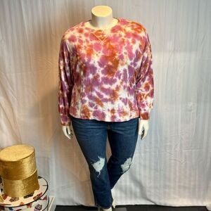 Joy Lab Sweatshirt Super‎ Soft Hi-Low Long Sleeve Tie-Dye Pullover XL